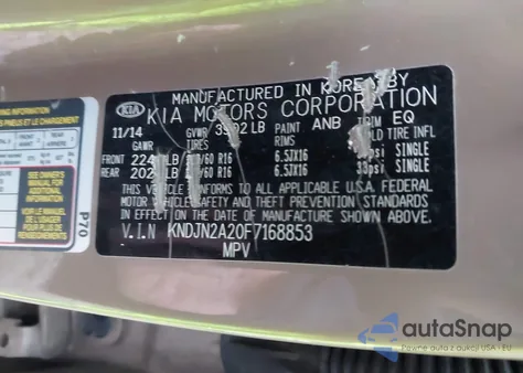 2015 Kia Soul from USA, damaged, VIN KNDJN2A20F7168853